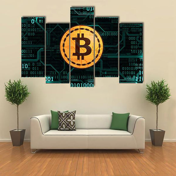 5 Panel Bitcoin Print Painting
